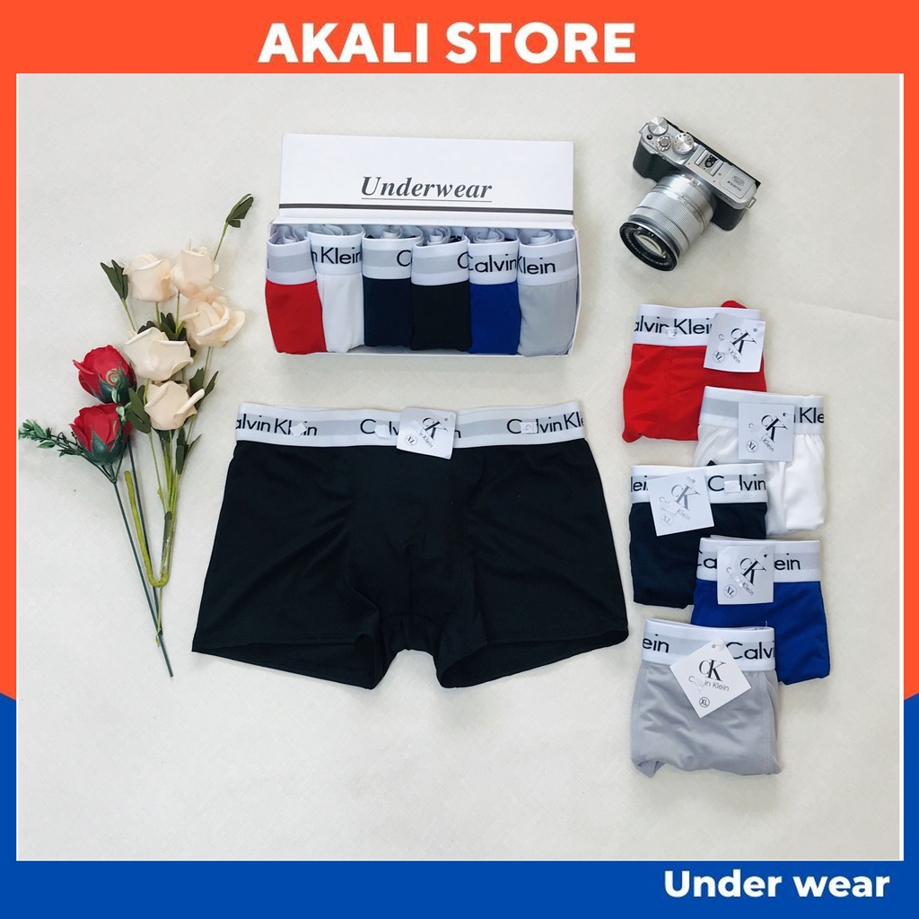 Hộp 4 quần lót nam đùi thun lạnh - Quần sịp nam boxer cotton cao cấp co giãn 4 chiều, cực thoáng mái - AKALI