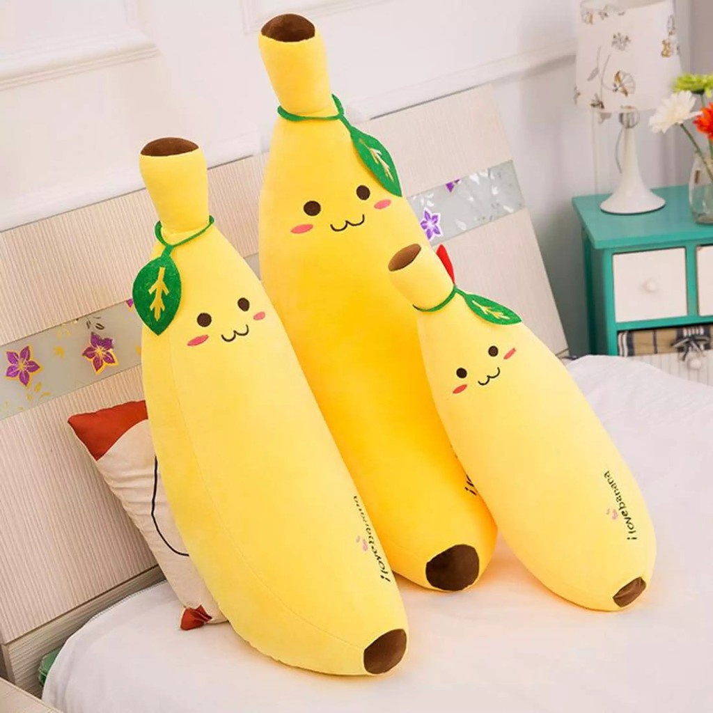 Thú gấu nhồi bông, Gối Ôm Hình Quả Chuối size 25-45-60cm Siêu Dễ Thương Mềm Êm Mịn-khangstore.vn