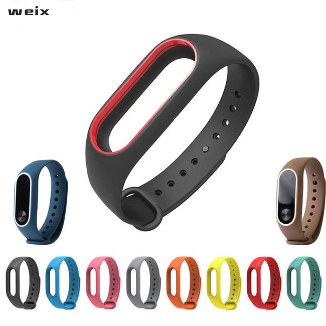 Dây Đeo Thay Thế Chất Liệu Silicon Màu Trơn Thời Trang Cho Xiaomi Mi Band 2