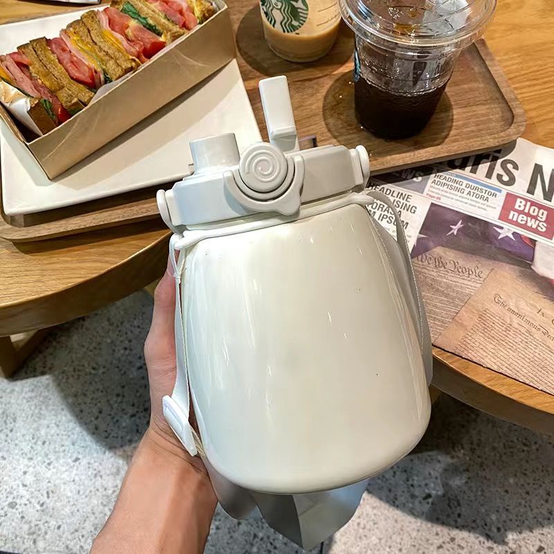 Bình Nước Giữ Nhiệt Cao 1000ML Kèm Ống Hút Dễ Thương Xinh Xắn Dành Cho Nữ