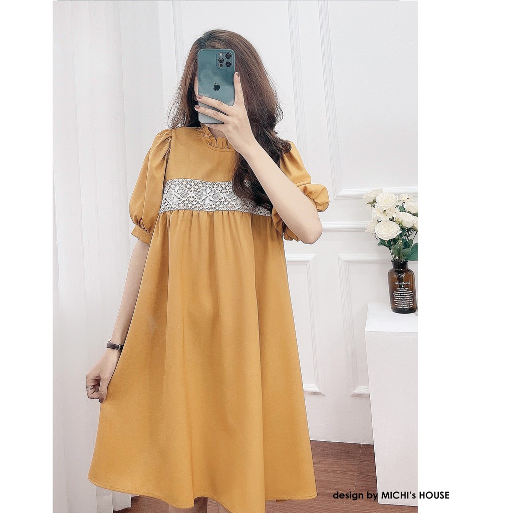 [BIG SALE] 🔥 Váy suông thiết kế, ngực phối ren, đầm xuông rộng freesize, 3 màu mã V193 - Michi's House