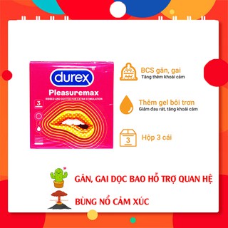 [DUREX CHÍNH HÃNG]-Bao cao su Durex Pleasuremax gai, gân tăng cường cảm xúc quan hệ hộp 3 bao