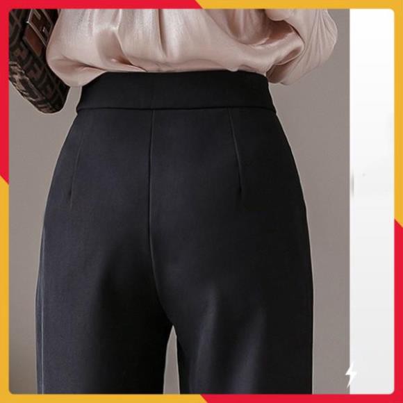 Quần Baggy nữ công sở cạp cao 2 cúc bấm [HÀNG VNXK] - Quần tây nữ vải tuyết mưa màu đen Form dáng chuẩn đẹp cực xinh | BigBuy360 - bigbuy360.vn