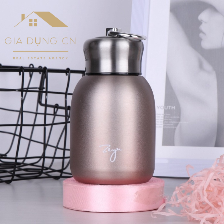 Cốc giữ nhiệt 300ml siêu cute ZEYUS inox 304, bình giữ nhiệt 8- 12h khắc tên theo yêu cầu - CN15