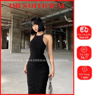 Đầm body ba lỗ thiết kế nhún - Ảnh thật