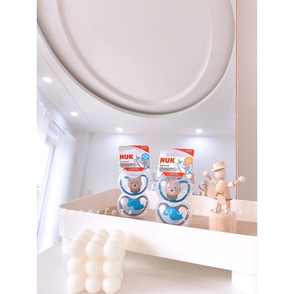 Bộ 2 ti giả NUK cao su &amp; sillicon 0-6m, 6-18m