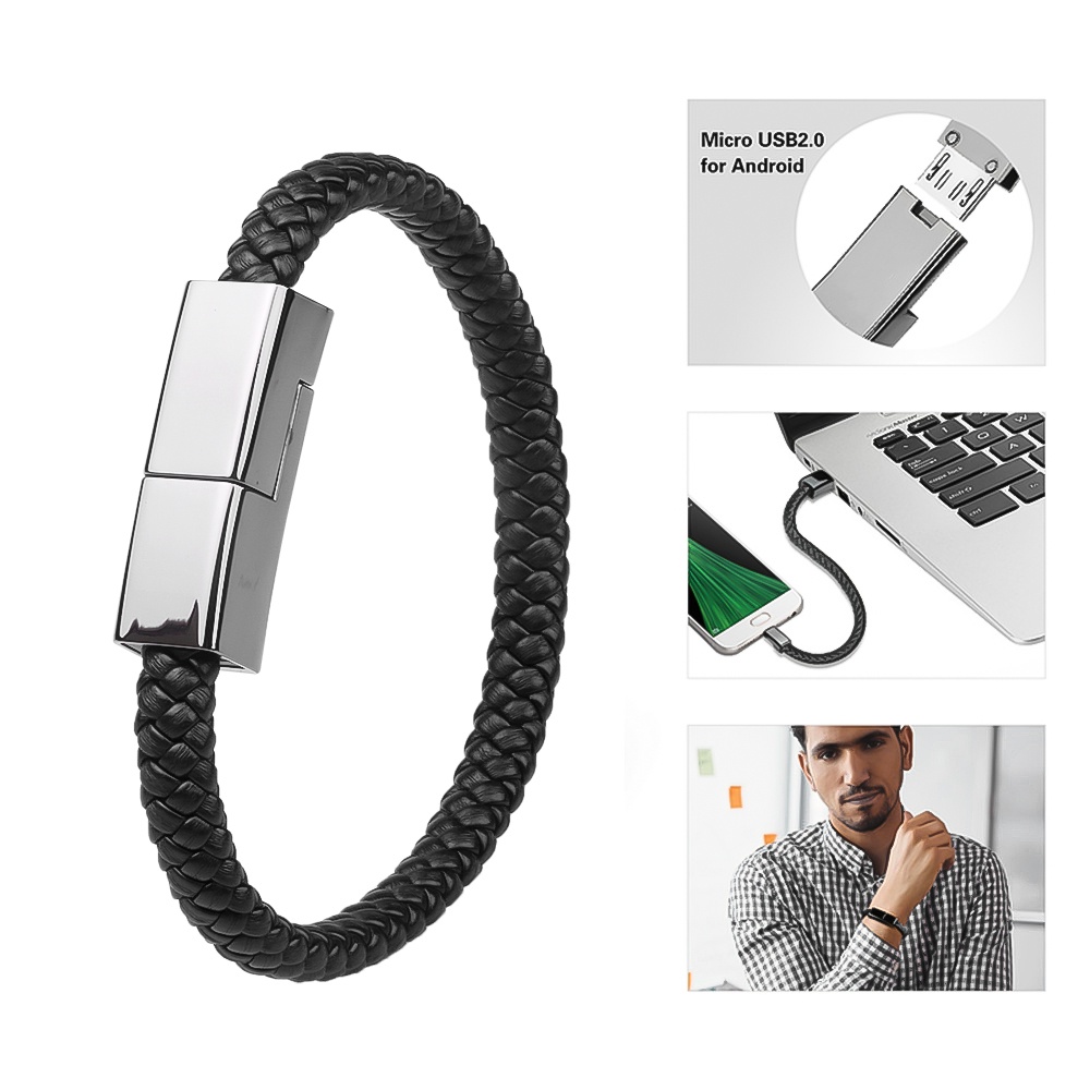 Vòng Tay Da KEBIDUMEI Cổng Micro-USB Type-C