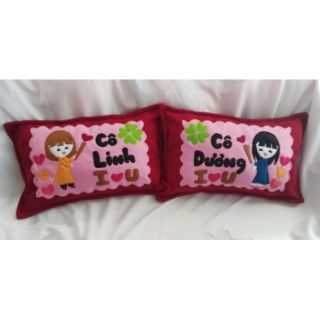 Bộ 2 gối nằm handmade hình cô giáo mặc áo dài