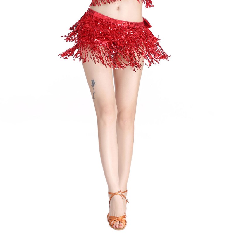 Chân váy ngắn tua rua lấp lánh chuyên dùng cho vũ công múa bụng