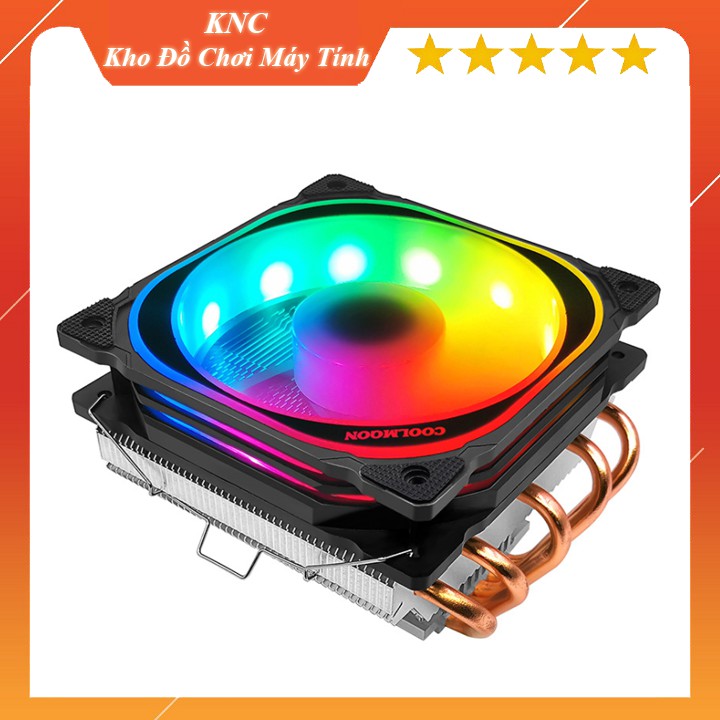 Quạt tản nhiệt CPU Coolmoon T500 Led RGB đảo màu tự động, 5 ống đồng tản nhiệt