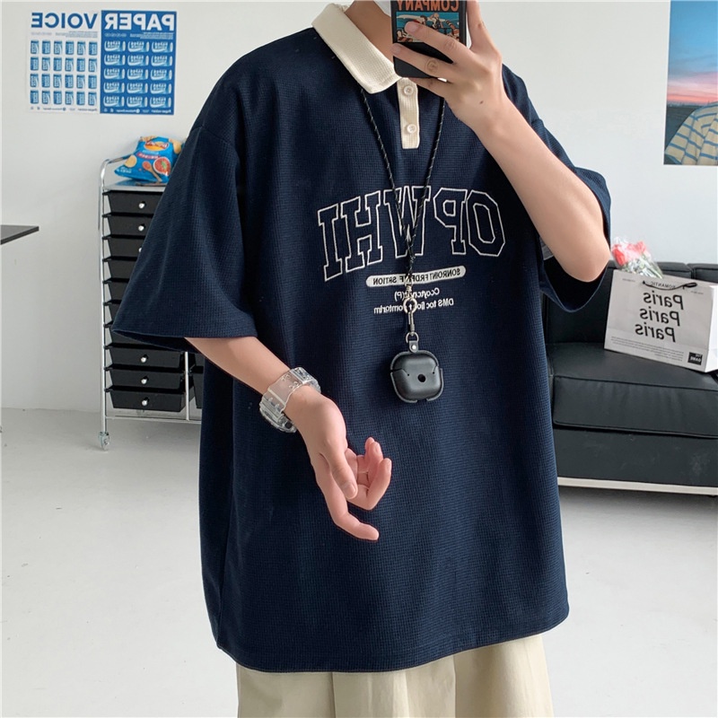 Áo Polo Tay Lỡ Unisex DR Chất Bo Cotton Đẹp,Áo Thun Có Cổ Phong Cách Ullzang