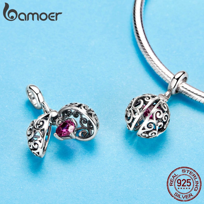 Mặt Dây Chuyền Bamoer bạc 925 Hình Lồng Chim Treo Trái Cấm Huyền Bí Xinh Xắn