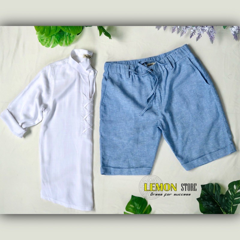 Quần sort nam vải linen thiết kế độc đáo