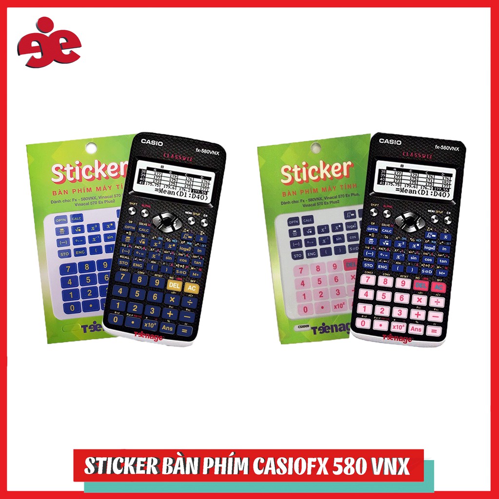 Bộ 2 sticker bàn phím máy tính CasioFX 580 VNX