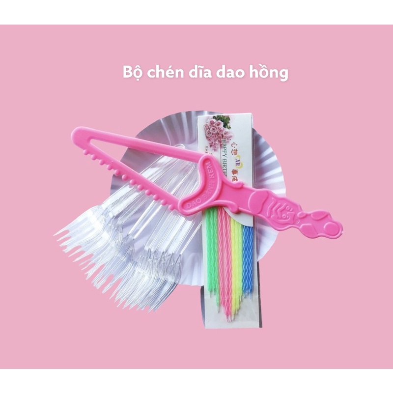 Bộ Dĩa Nến Dao Ăn Bánh Sinh Nhật Dành Cho 10 Người - Yori Party