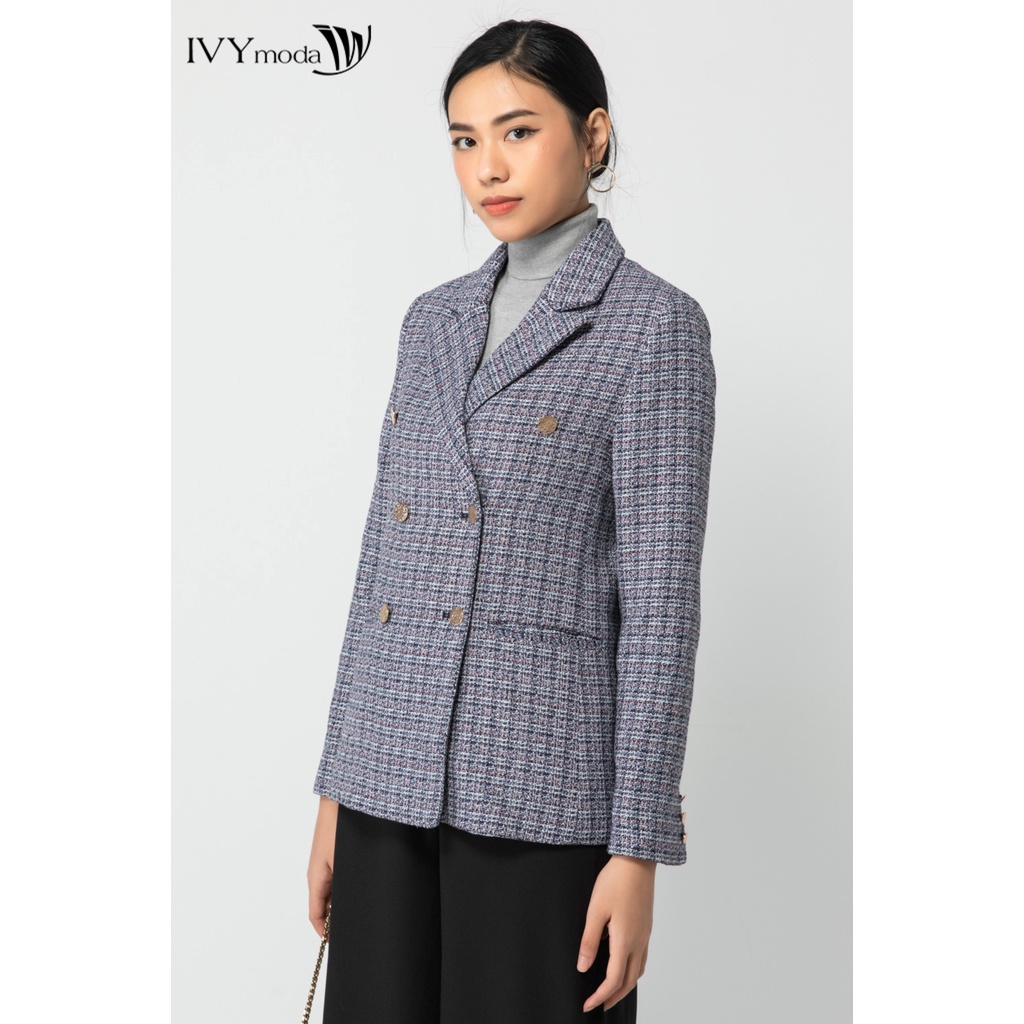 [NHẬP WABRTL5 GIẢM 10% TỐI ĐA 50K ĐH 250K ]Áo vest Tweed họa tiết kẻ IVY moda MS 67B9042