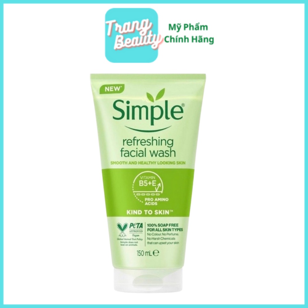 Sữa Rửa Mặt Simple Gel Kind To Skin Refreshing Facial Wash Gel 150ml