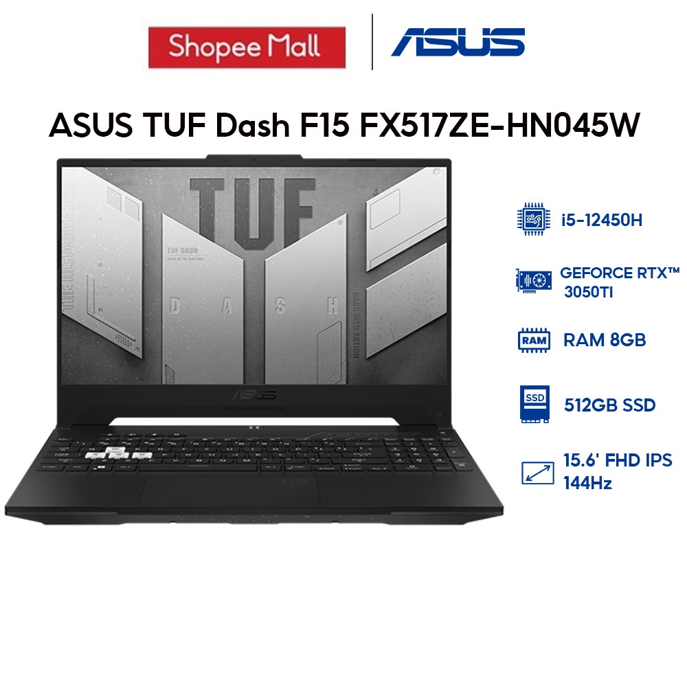 Laptop ASUS TUF Dash F15 FX517ZE-HN045W i5-12450H | 8GB | 512GB | GeForce RTX™ 3050Ti 4GB