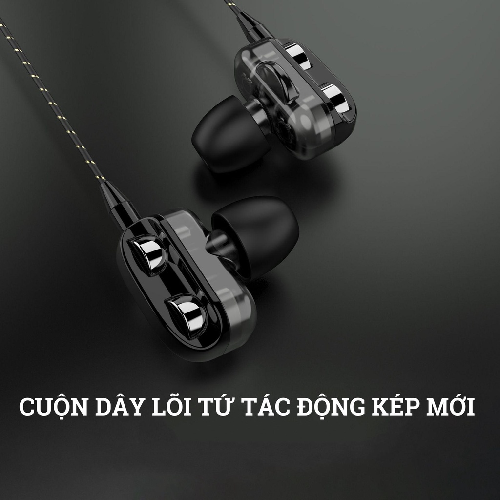 Tai nghe nhét tai có dây có mic lõi tứ cuộn dây chuyển động kép EOR X12 | Loa siêu trầm, tai nghe loa siêu trầm đa năng