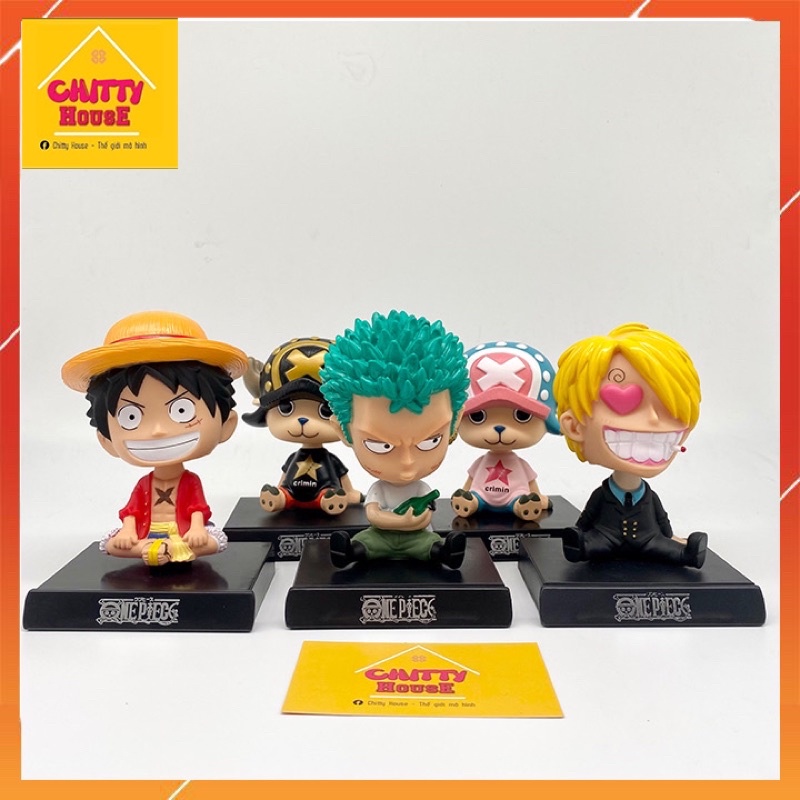 [Chitty] Mô Hình One Piece Luffy,Zoro,Chopper,Sanji  lắc đầu kèm giá đỡ điện thoại,trang trí bàn làm việc, bàn học,taplo