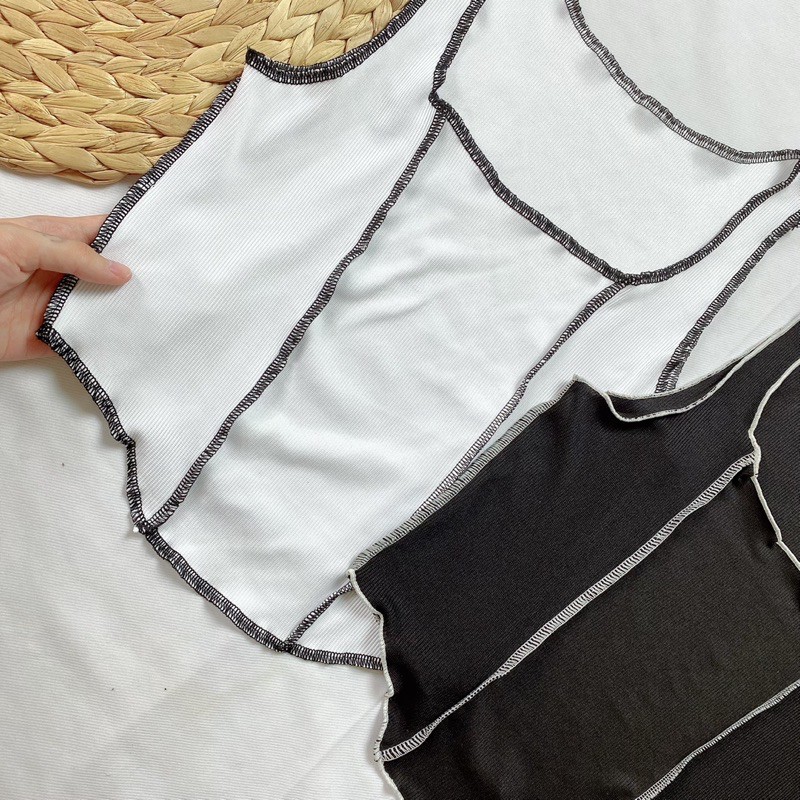 Áo croptop cổ vuông viền chỉ ngoài A5122 | BigBuy360 - bigbuy360.vn