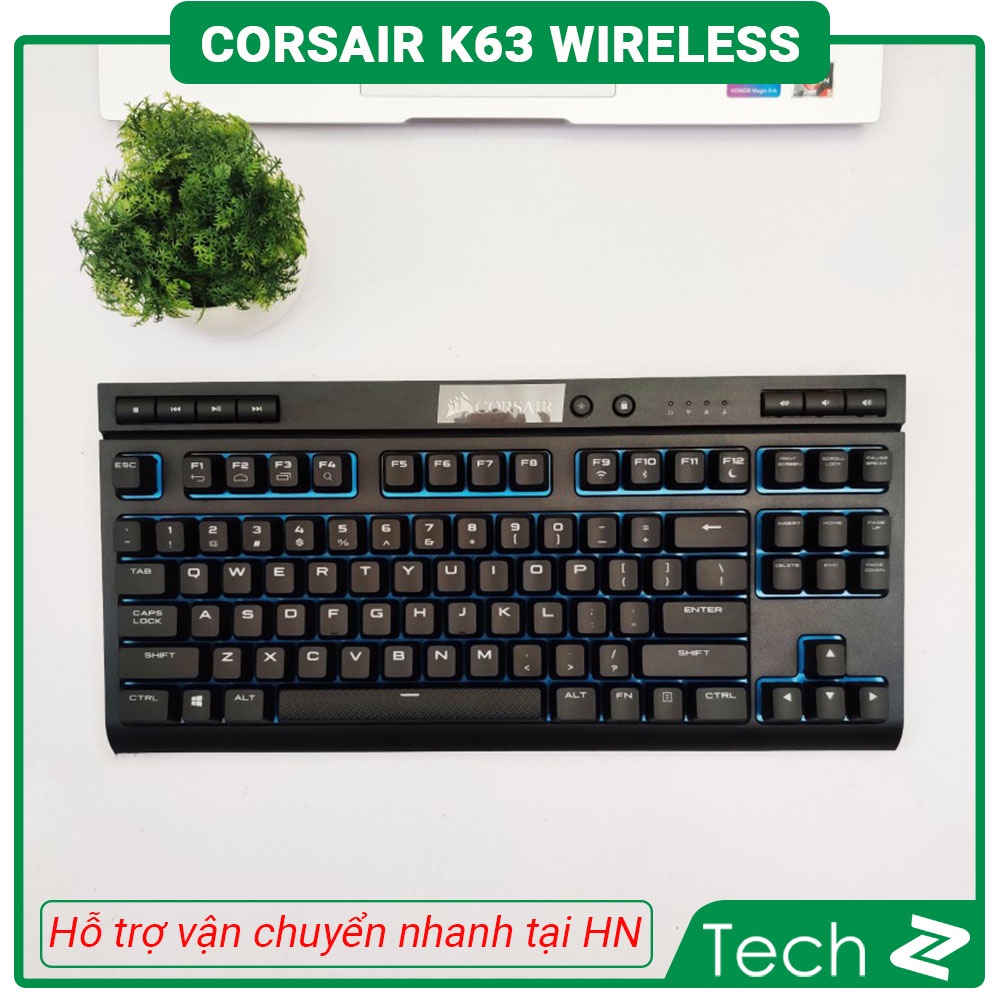 Bàn phím cơ Corsair K63 Wireless Cherry MX Red (USB/Blue Led)