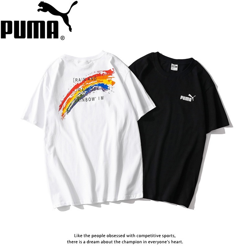 Áo Thun Cotton Tay Ngắn In Hình Cầu Vồng Puma Thời Trang Mùa Hè Cho Cặp Đôi