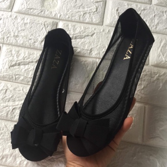 Giày bệt lưới đính nơ