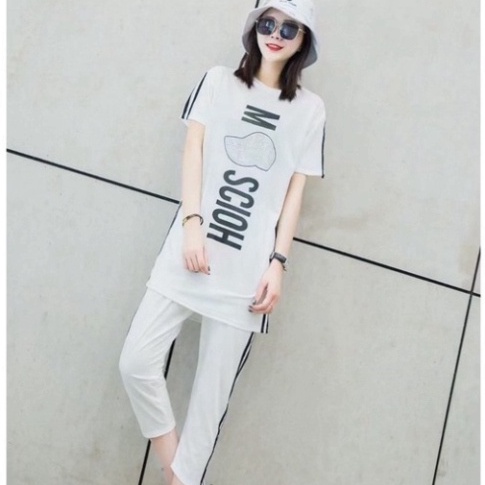 [FREE SHIP] Đồ bộ nữ mặc nhà cá tính, quần lửng áo in chữ cực xinh
