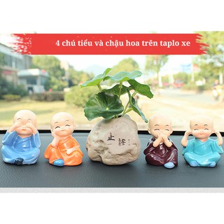 Bộ 4 chú tiểu tứ không 4TK và chậu sen tặng kèm keo dán