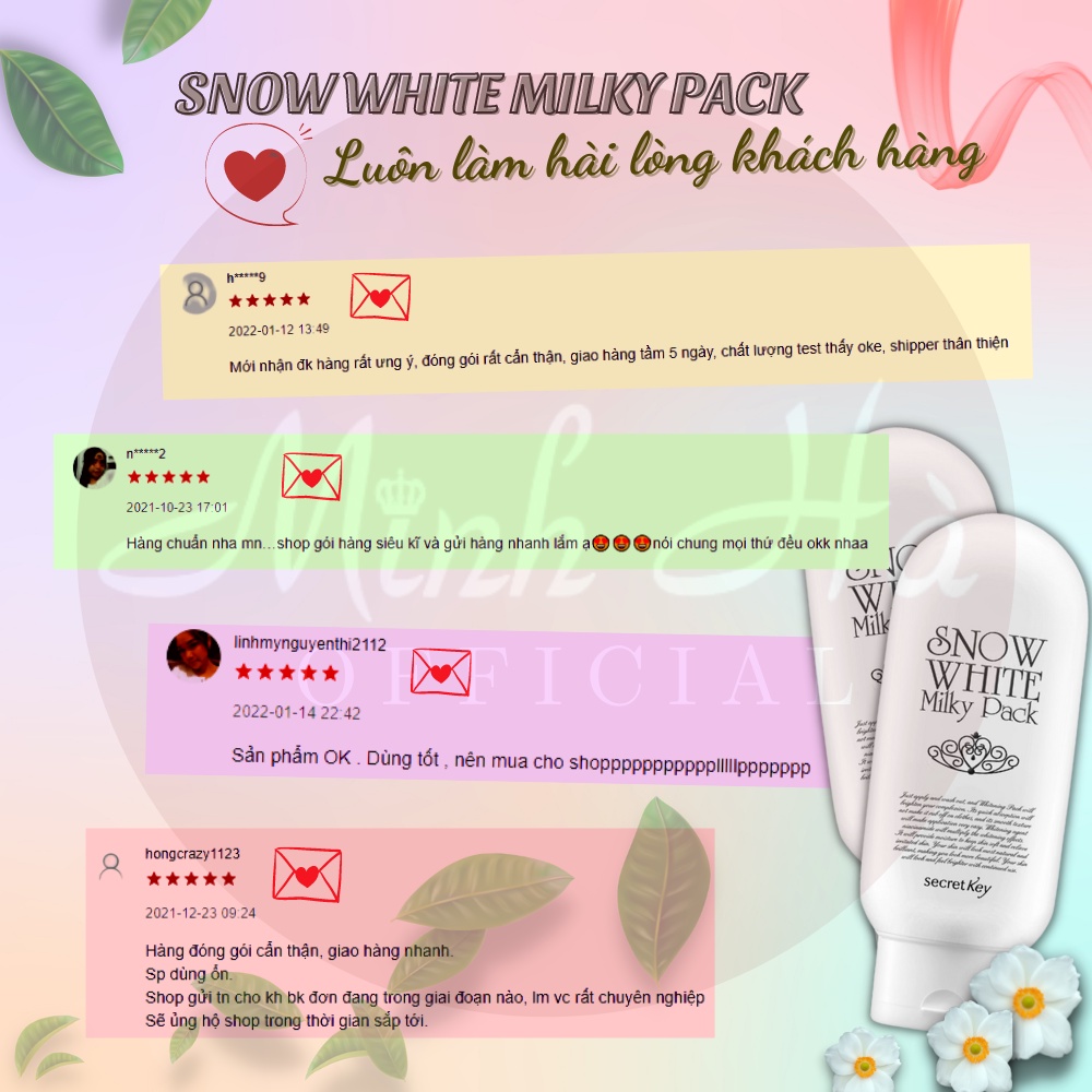 Kem dưỡng trắng da toàn thân Secret Key Snow White Milky Pack 200g - Minh Hà Official