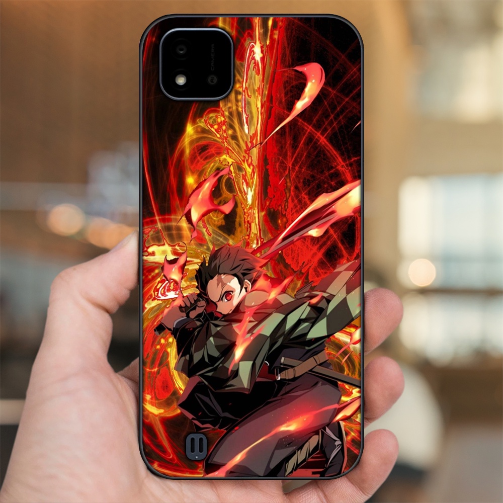 Ốp lưng Realme C11 2021, C20 viền đen in hình Tanjiro Kimetsu No Yaiba