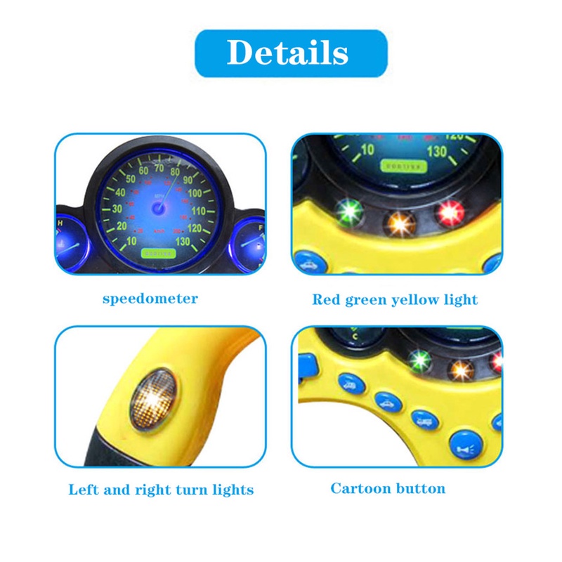 Đồ chơi mô hình vô lăng có nhạc và đèn gắn xe ôtô, mặt phẳng trong nhà xoay 360 cho bé