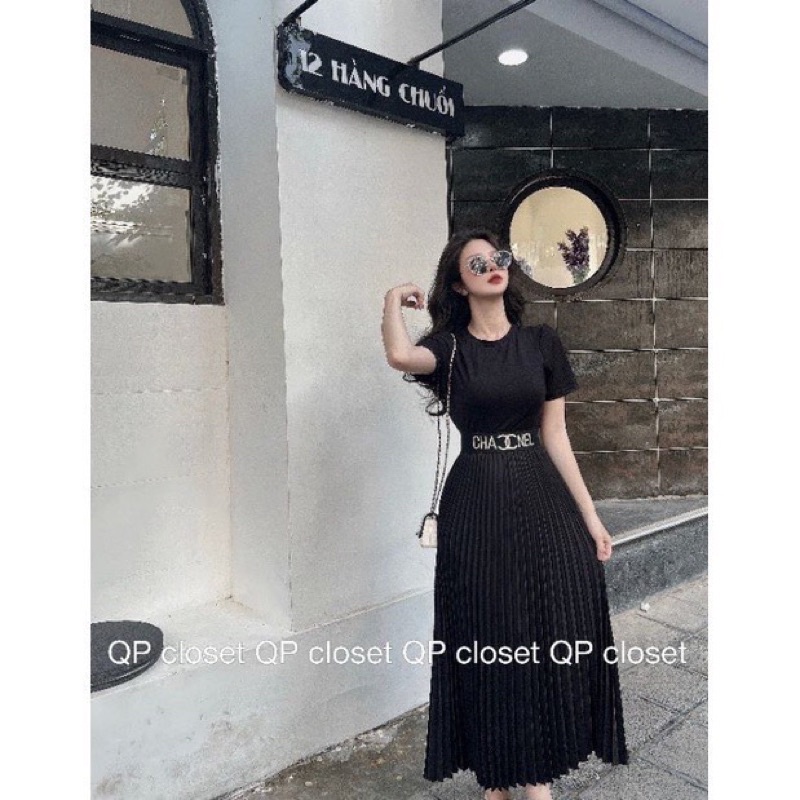 SET CHANEL MIX CHÂN VÁY XẾP LY SIÊU CHẢNH