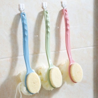 Cây cọ lưng, chà lưng 2 mặt kèm bông tắm cán dài cầm tay ( mẫu mới)
