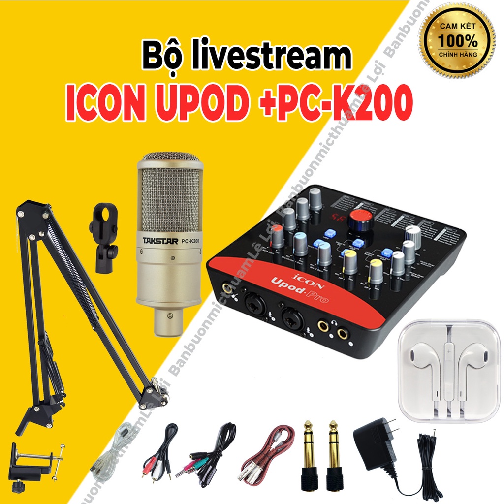 Mic Thu Âm Micro Livestream Trọn Bộ Soundcard ICON UPOD PRO & Mic TAKSTAR PC K200 ⚡BH 1 NĂM⚡ Thu Âm Điện Thoại