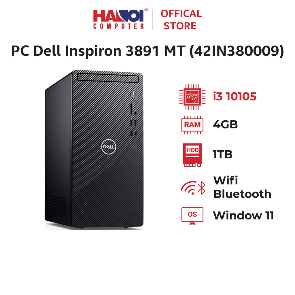 PC Dell Inspiron 3891 MT (i3-10105/4GB RAM/1TB HDD/WL+BT/K+M/Office/Win11) (42IN380009)