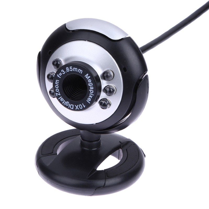 Webcam Mini Xoay 360 Độ Usb 2.0 6 Led Hd Kèm Mic Cho Máy Tính