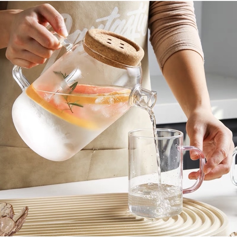 Bình detox, ấm trà thủy tinh cao cấp.Bình thuỷ tinh nắp nghiêng