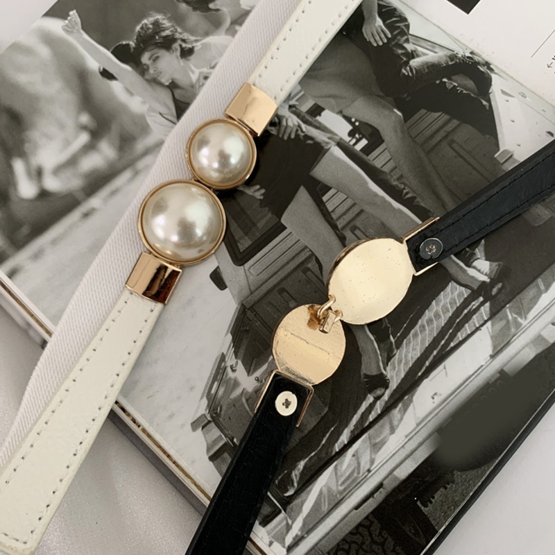 Thắt Lưng Dây Xích Có Khóa Đính Ngọc Trai Phong Cách Gothic Punk Cho Nữ