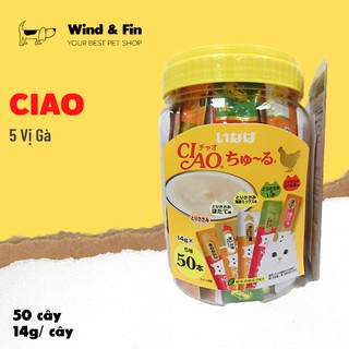 Sốt thưởng cho mèo ciao năm vị gà 14g x 50 cây