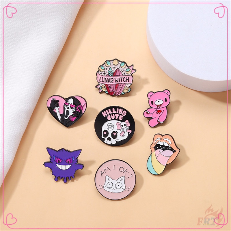 ★ Ghim Cài Áo Hình Phù Thủy / La Hét / Gengar Màu Hồng Dễ Thương ★ 1 Huy Hiệu Gài Áo Hình Đầu Lâu
