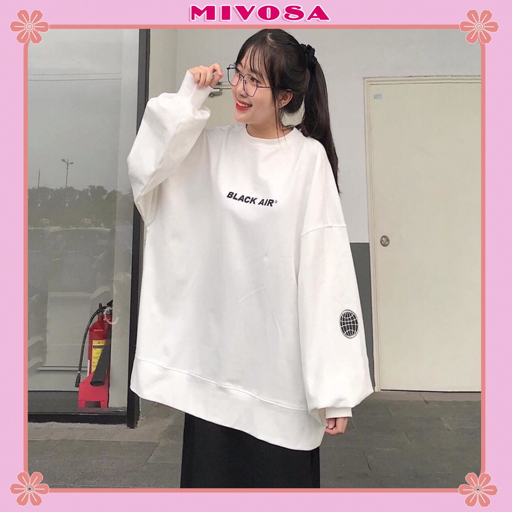 Áo nỉ BLACK AIR tay bồng Sweater unisex áo nỉ hoodie form rộng oversize 4 màu Ulzzang MIVOSA SW001