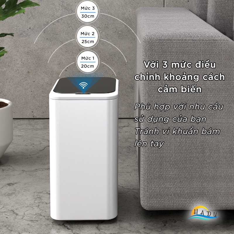 Thùng Đựng Rác Thông Minh Nhà Vệ Sinh Nhà Bếp Có Nắp Inox Tự Động Mở 9 Lít Chống Bám Bẩn CCKO