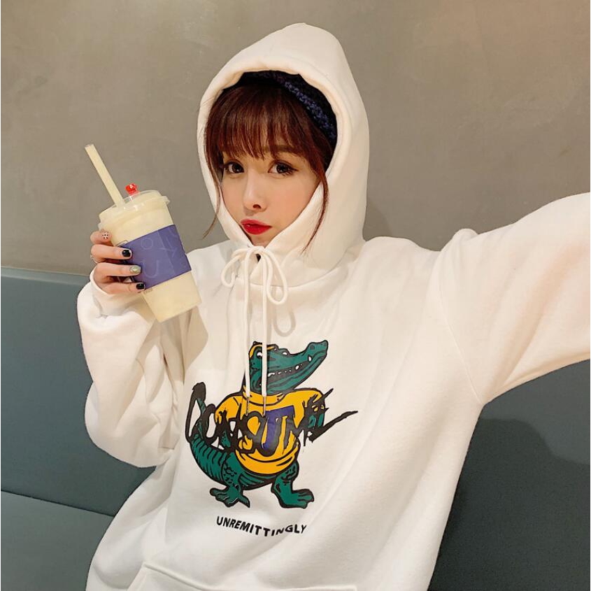unisex Korean fashion hooded sweater dinosaur print simple style casual | BigBuy360 - bigbuy360.vn