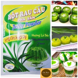 Bột rau câu, Bột rau câu pha sẵn , bột rau câu lá dứa konkon 80g