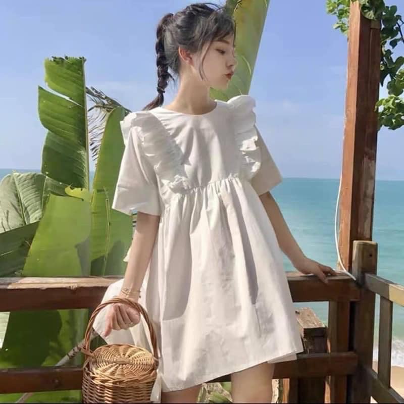 Đầm babydoll nữ  🍀đầm dáng xòe viền bèo ,babydoll viền bèo về 2 màu THỜI TRANG1989