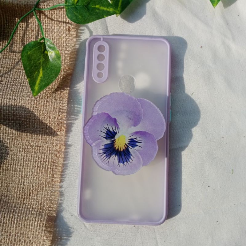 Ốp Điện Thoại Nhựa Acrylic Hình Hoa Tử Đinh Hương Tím Có Giá Đỡ Cho Iphone
