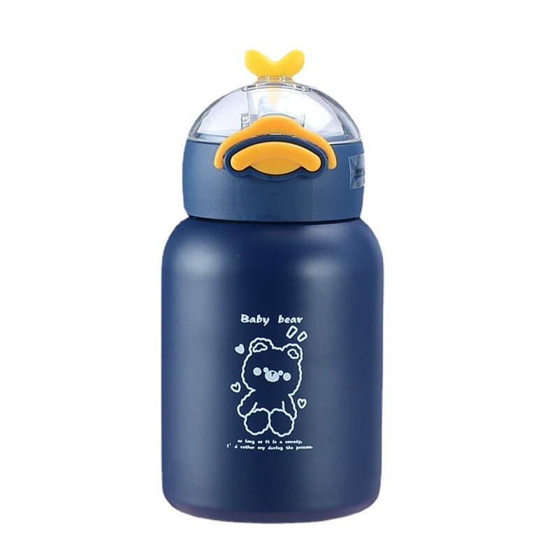 Bình đựng nước cho bé inox con vịt 420ml đựng sữa cho bé giữ nhiệt lâu dễ dàng mang đi,để trong balo túi sách,