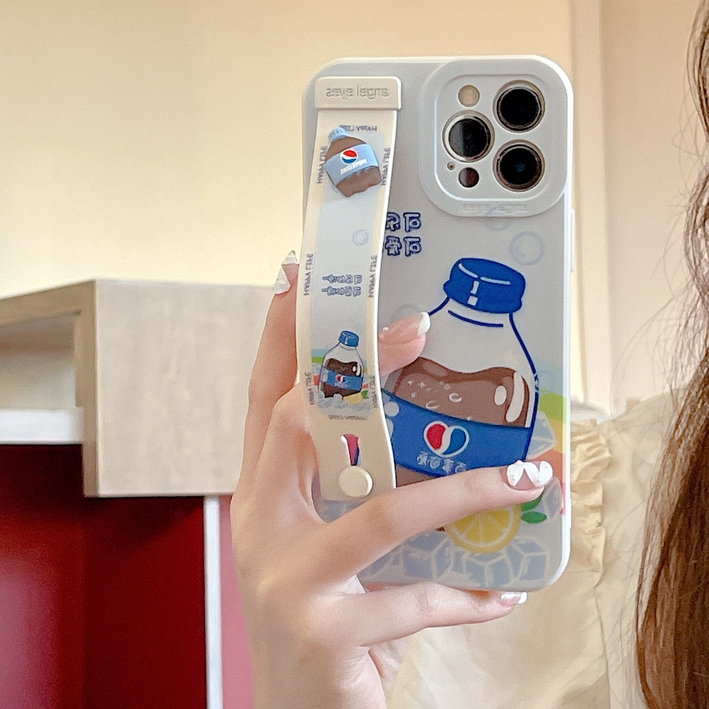 Ốp Điện Thoại Mềm Chống Rơi In Hình cola Hoạt Hình Có Quai Cầm Tay Cho Iphone 11 12 13 Pro Max X XSMAX XR 7 8PLUS